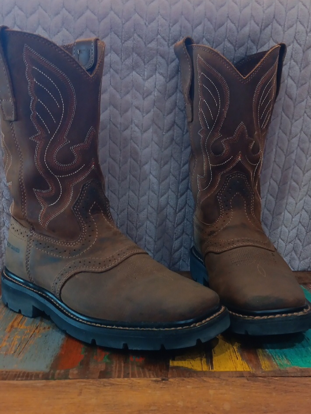 Cody James Men's Brown Western Work Boots with Rugged Sole
